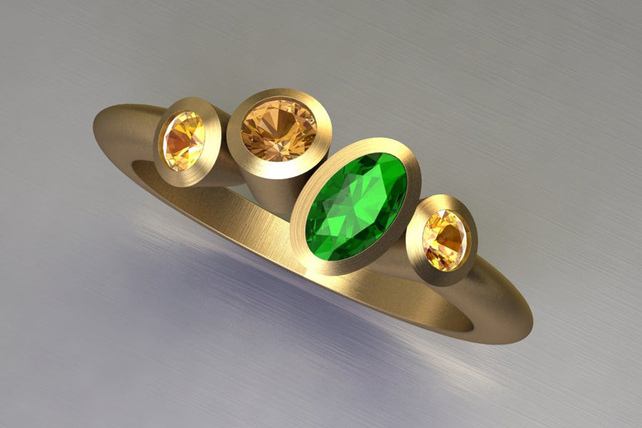 Tsavotite, Orange & Yellow Sapphires & Yellow Gold