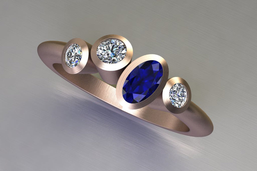 Sapphire & Diamonds & Red Gold