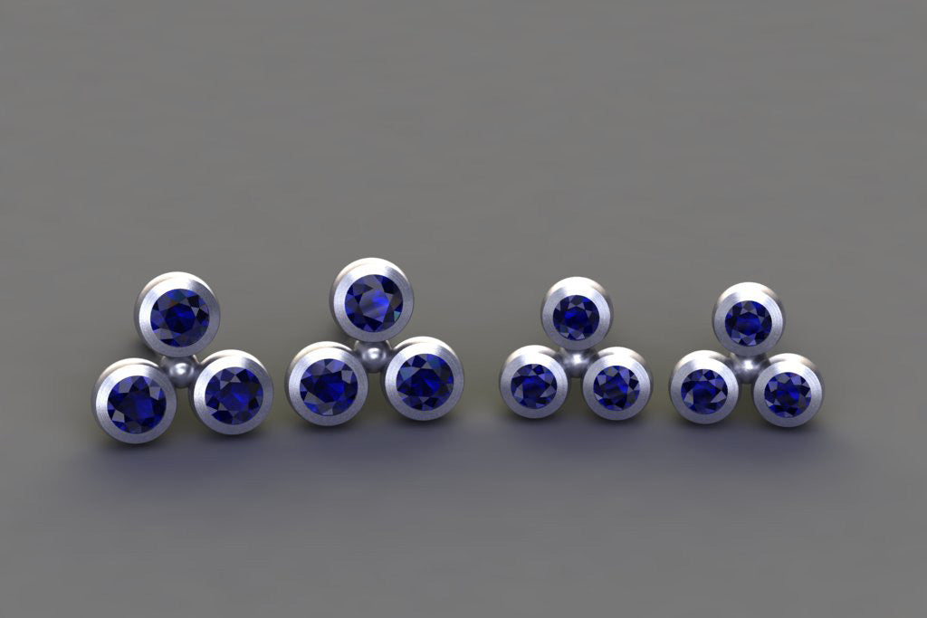 Diamond Platinum 3Round Ear Stud Design