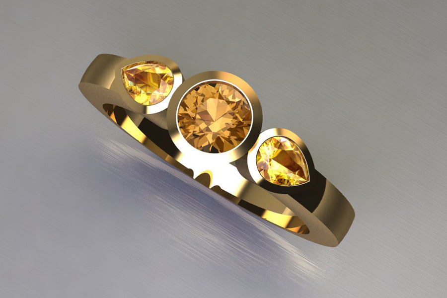 Orange & Yellow Sapphires, Yellow Gold