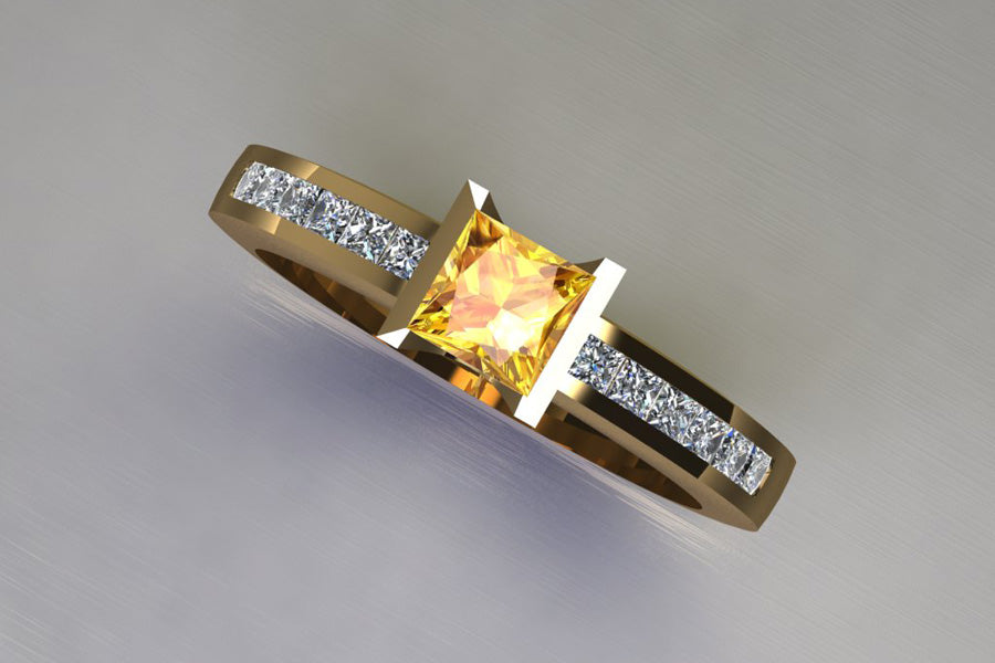 Yellow Sapphire, Diamonds & Yellow Gold