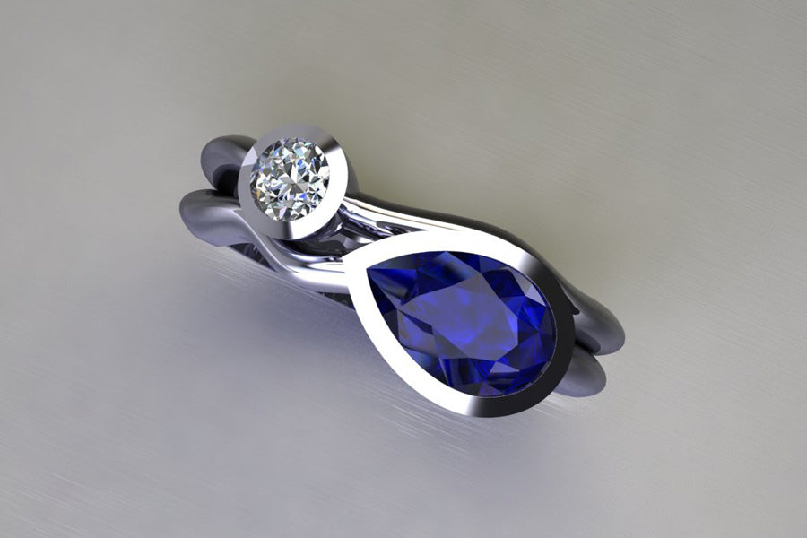 Sapphire, Diamond & White Gold