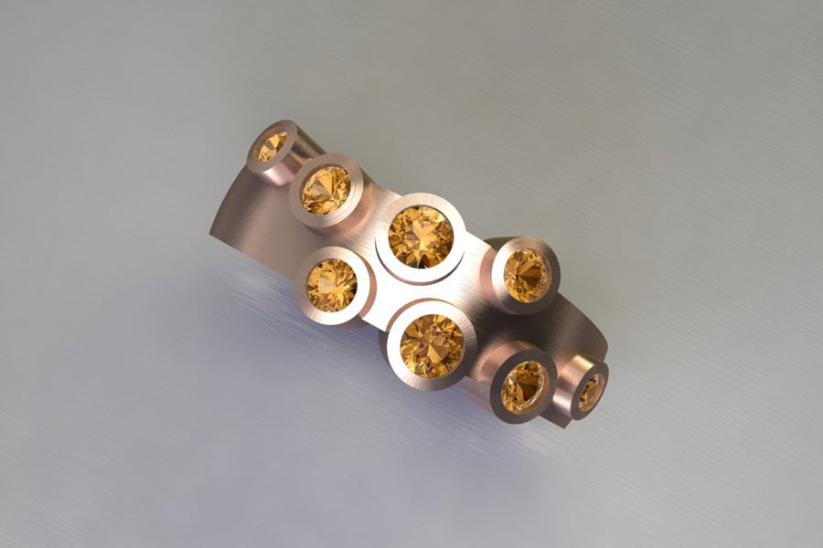 Orange Sapphires & Red Gold