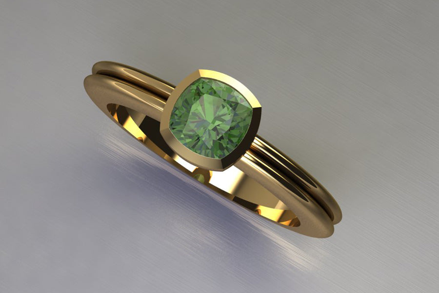 Green Tourmaline & Yellow Gold