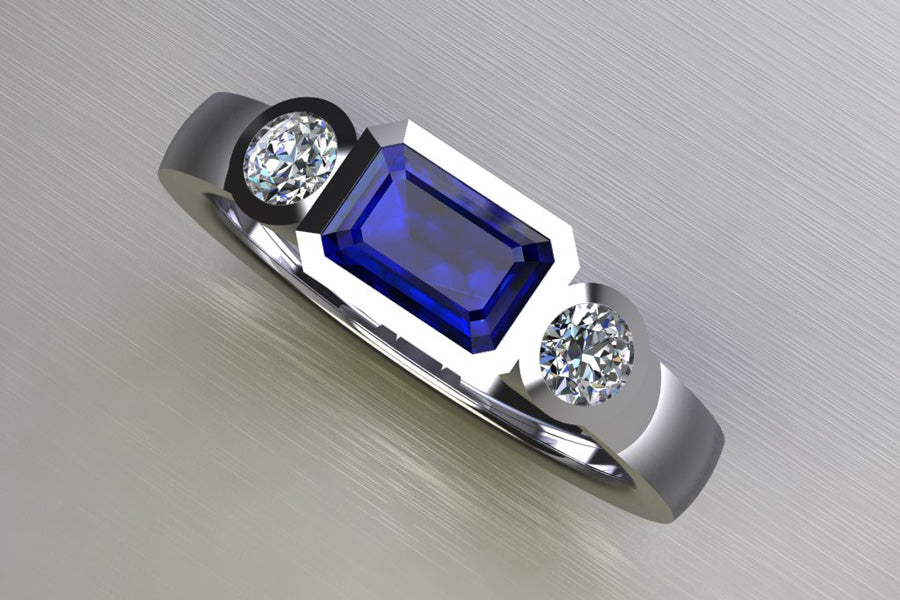 Sapphire, Diamonds & White Gold