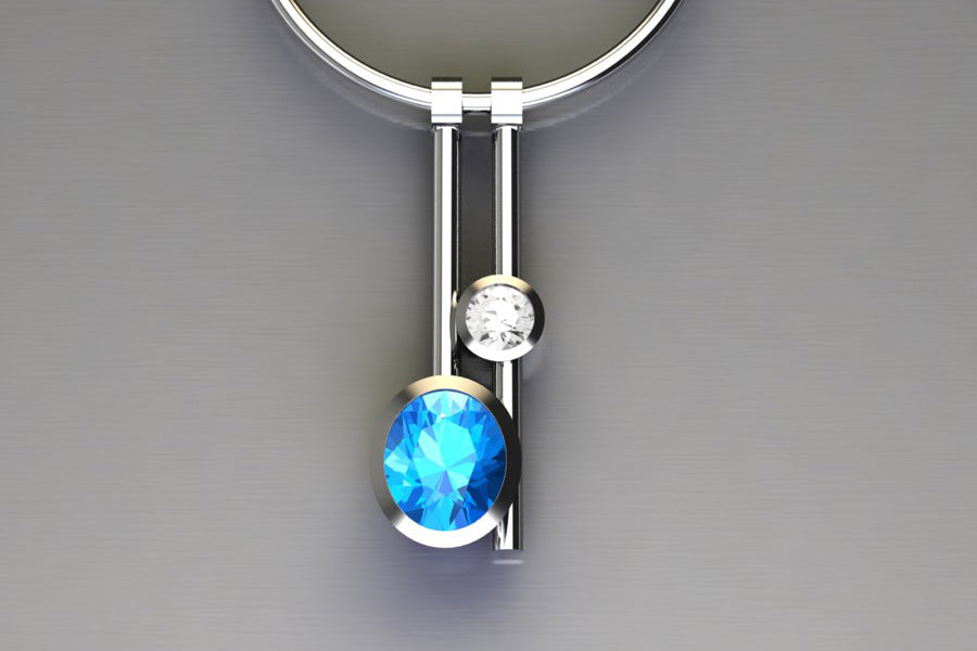 Blue & White Topaz, Silver