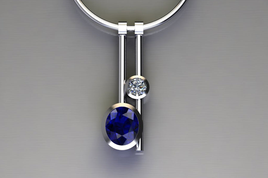 Sapphire, Diamond & White Gold