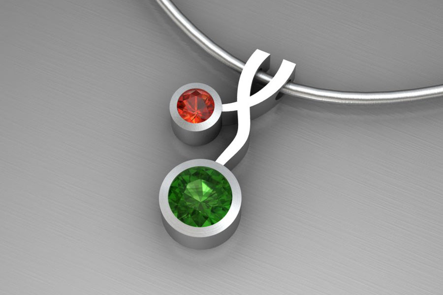 Green & Red Tourmaline, Silver