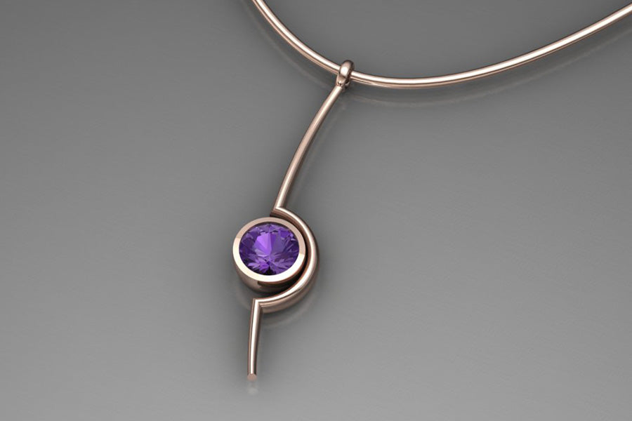 Purple Sapphire & Red Gold