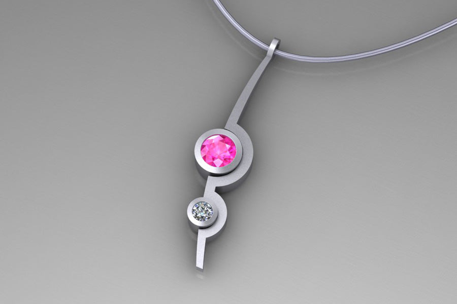 Pink Sapphire & Diamond, White Gold