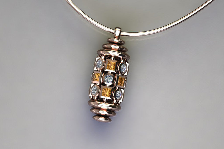 Orange Sapphires & Diamonds, Red Gold