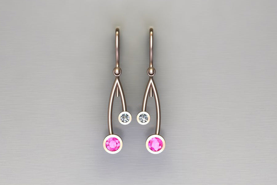 Pink Sapphires & Diamonds, Red Gold