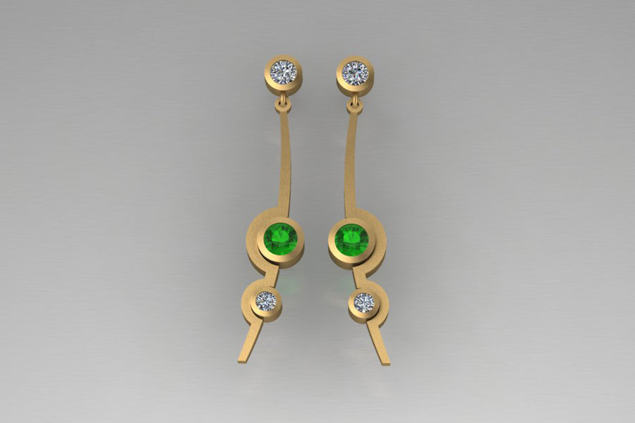 Tsavorites & Diamonds, Yellow Gold