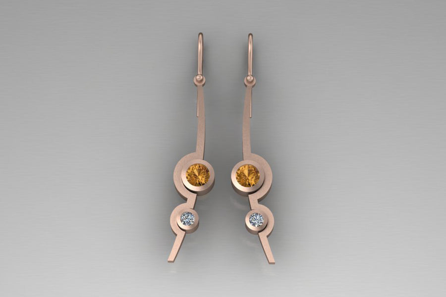Orange Sapphires & Diamonds, Red Gold