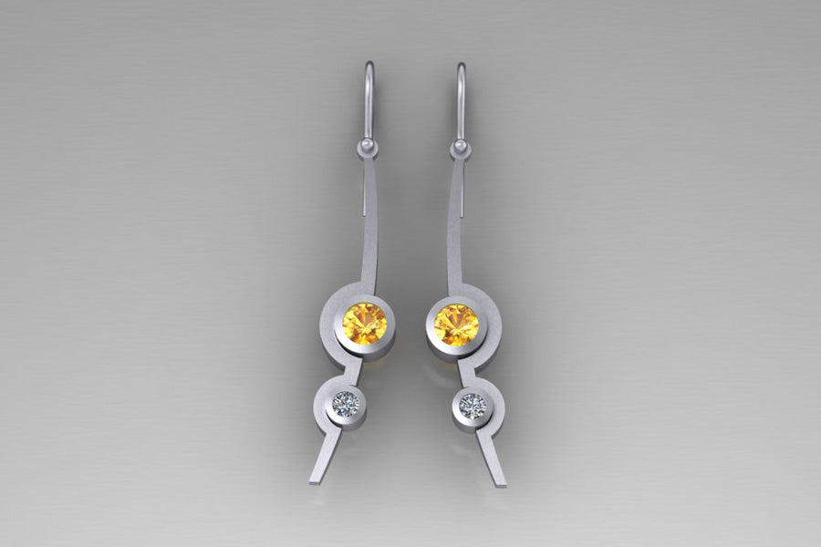 Yellow Sapphires & Diamonds, White Gold