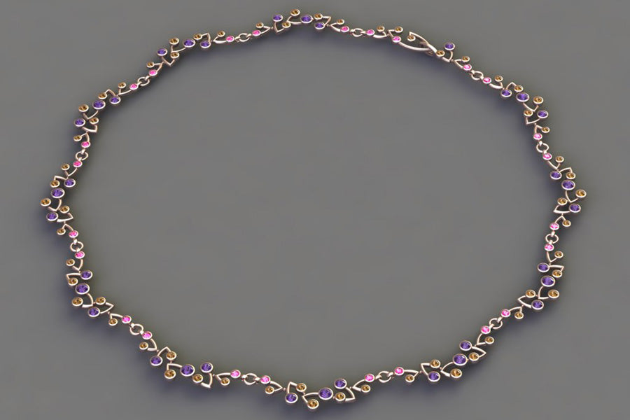 Branch Cluster Necklace Designs : Platinum & 18ct Golds with Diamonds, Emeralds & Sapphires
