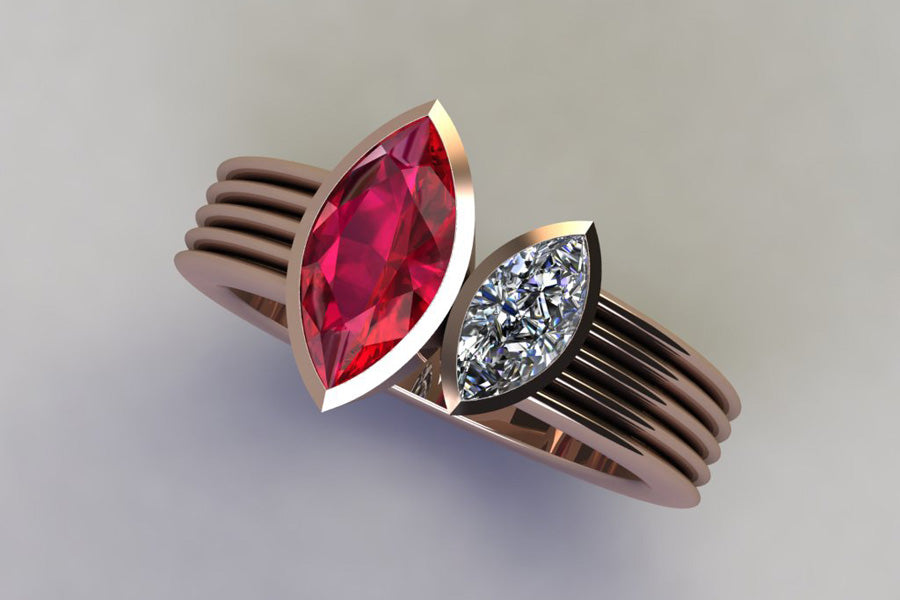 Two Stone Marquise Cut Diamond Platinum Ring Design