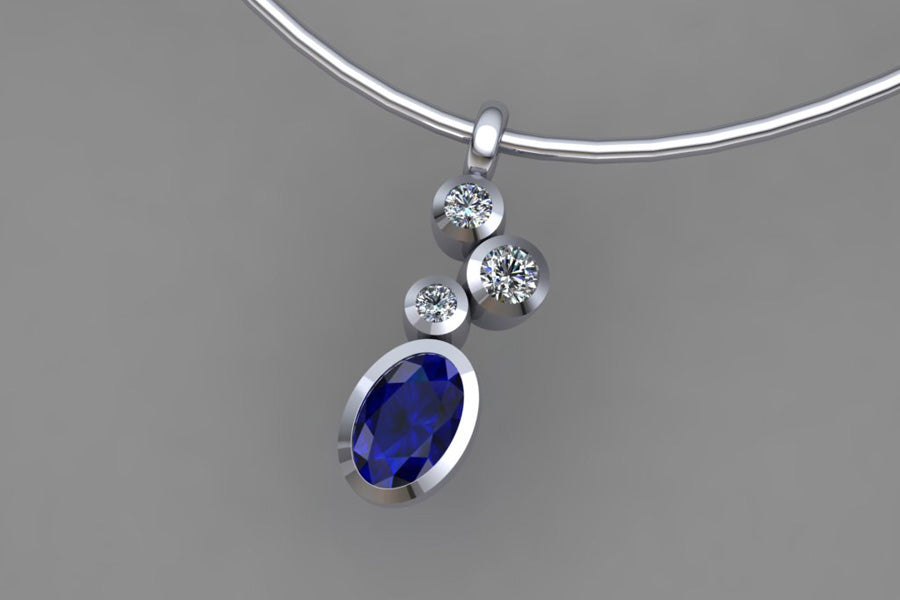 White Gold, Sapphire & Diamonds
