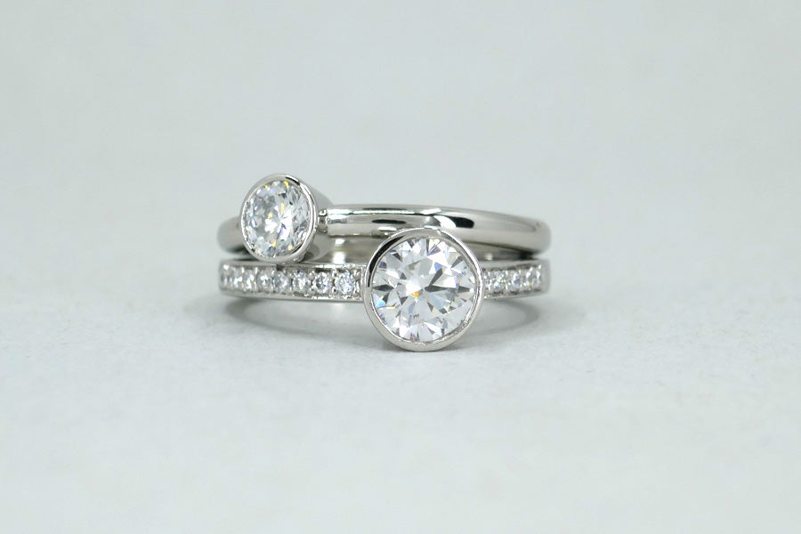 Lab Grown Diamond Platinum Double Band Ring Design