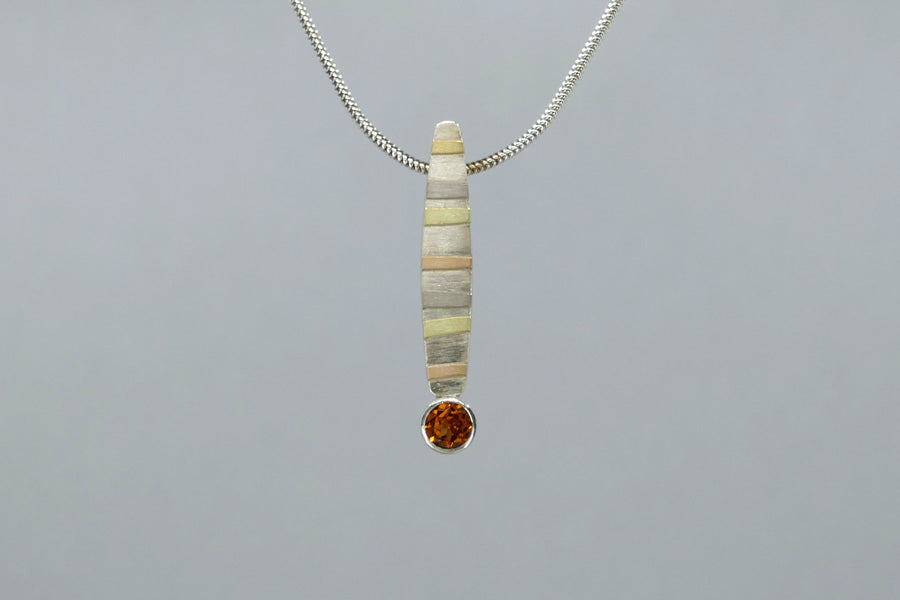 Blue Topaz & Garnet Silver & 18ct Gold Striped Necklaces