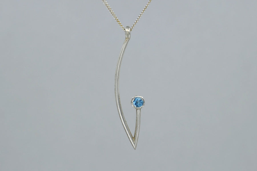 Branch Design Blue Topaz Silver Necklace