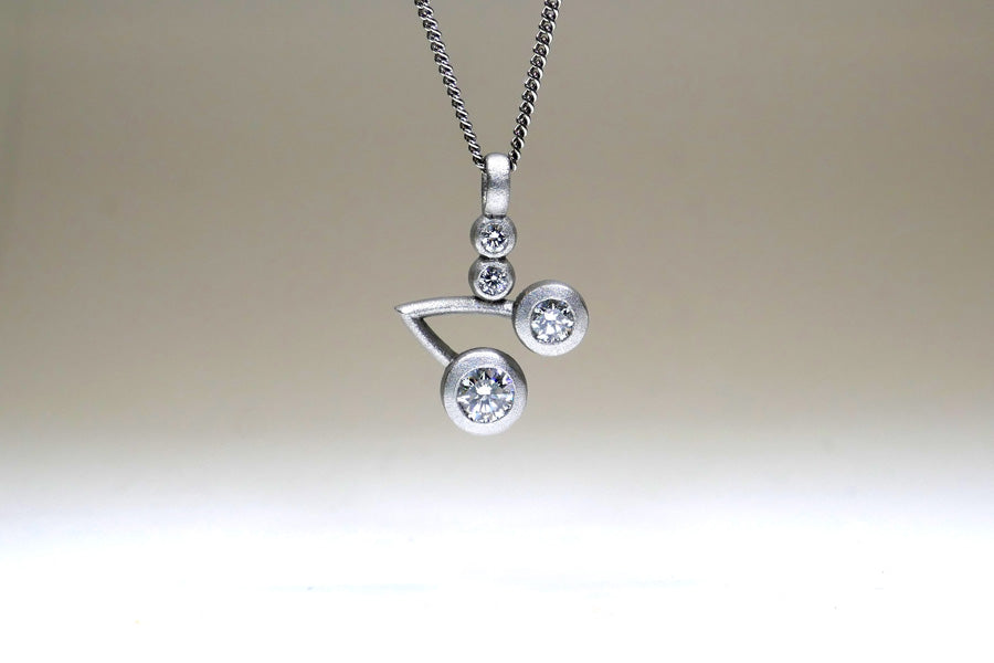 Short Diamond Set 18ct White Gold Cluster Pendant
