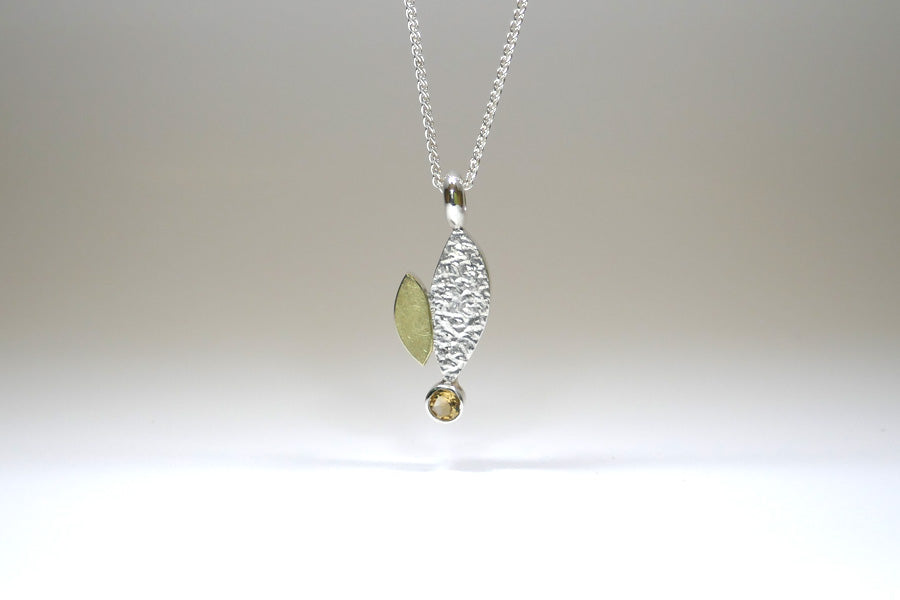 Marquise Design Amethyst & Citrine Silver & 18ct Yellow Gold Necklaces