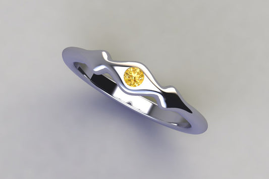 Wave Yellow Diamond Set Platinum Ring Design