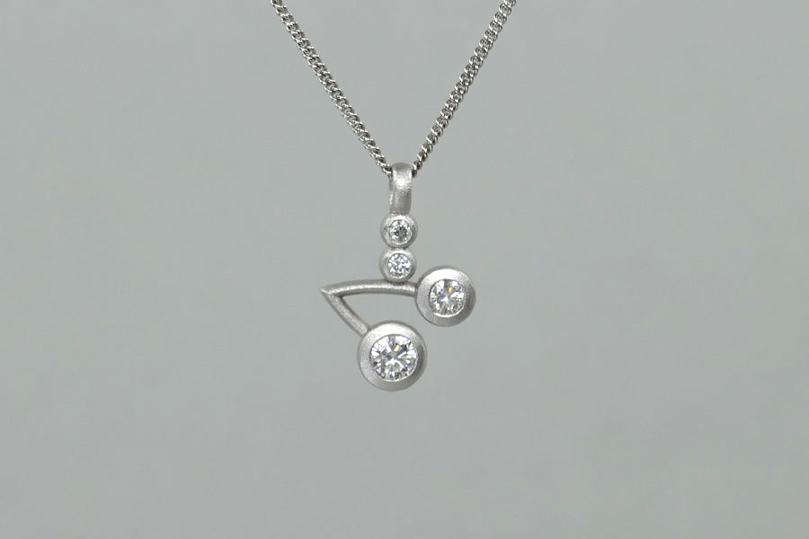 Short Diamond Set 18ct White Gold Cluster Pendant