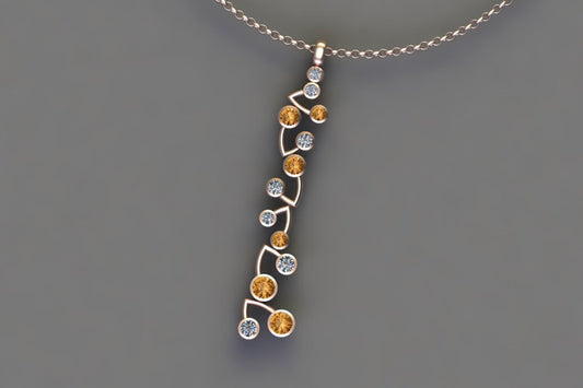 Orange Sapphire & Diamond 18ct Red Gold Cluster Pendant Design