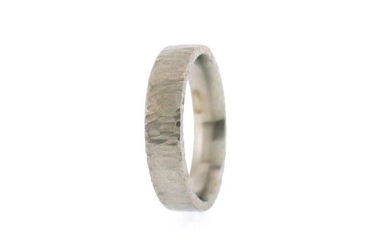 Comfort Fit Platinum Wedding Ring with Hammered Finish