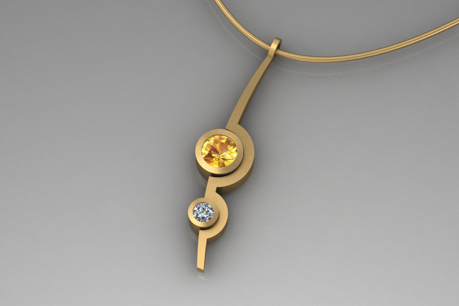 Sapphire & Diamond 18ct Yellow Gold Two Cup Necklace Design