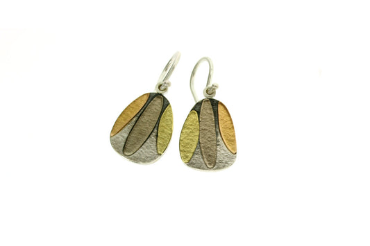 Leaf Design Silver & 18ct Gold Earrings