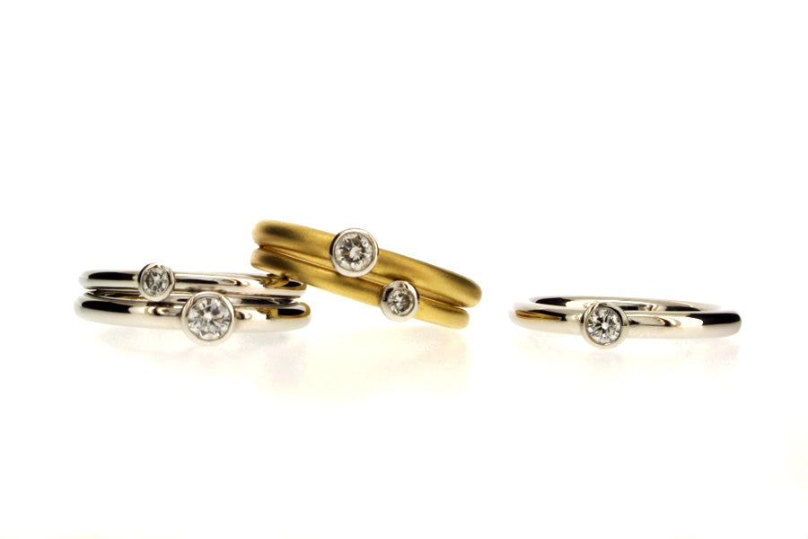 Round Brilliant Cut Diamond 18ct Gold & Platinum Rings