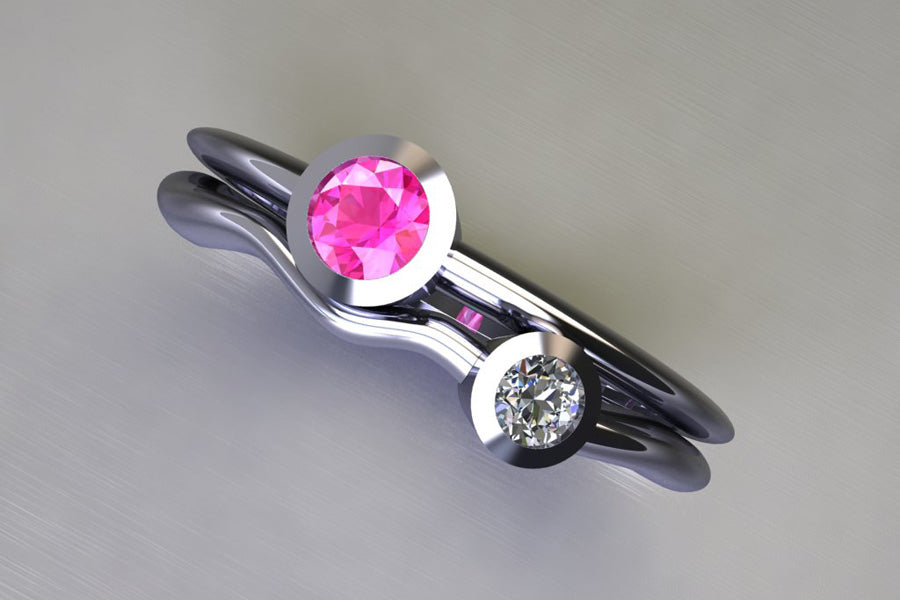 Pink Sapphire, Diamond & Platinum