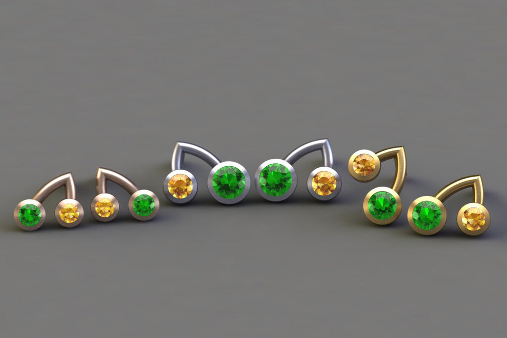 Tsavorite & Yellow Sapphire, Red & Yellow Golds , Platinum