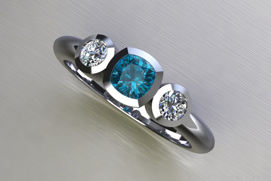 Blue Topaz, Diamonds & White Gold