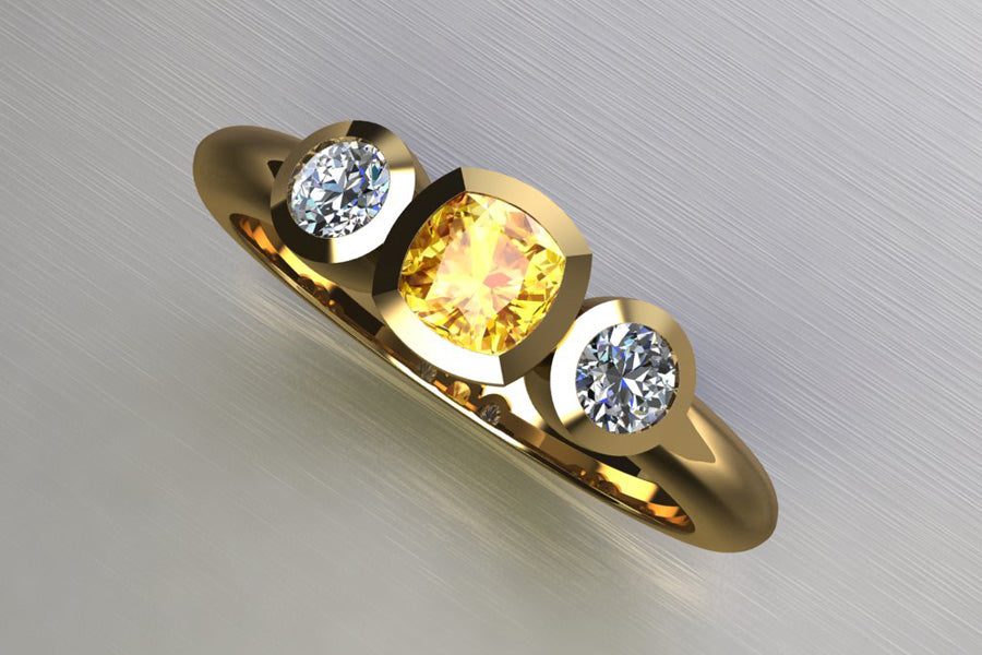 Yellow Sapphire, Diamonds & Yellow Gold