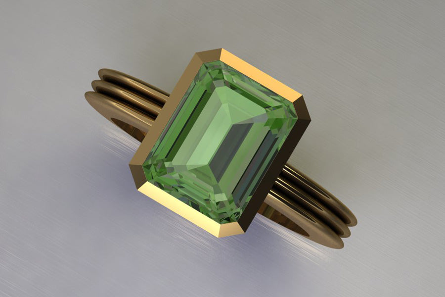 Green Tourmaline & Yellow Gold