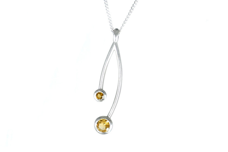 Branch Design Citrine Silver Necklace