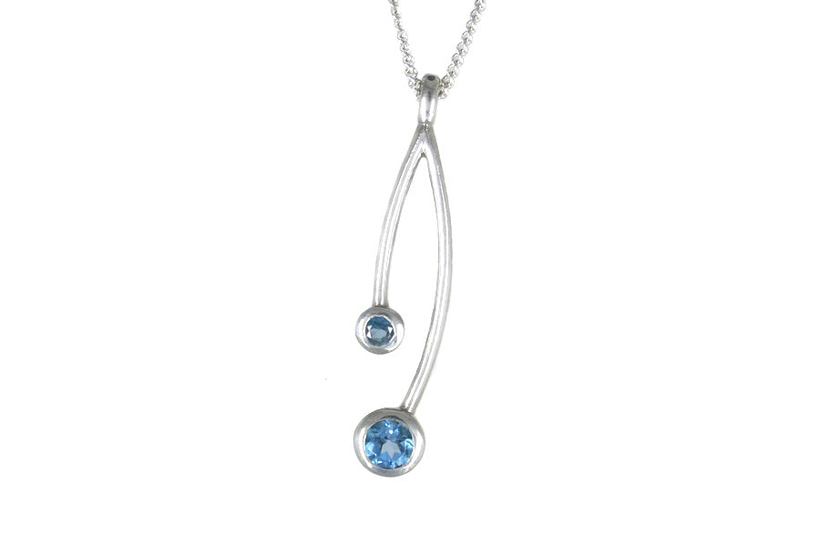 Branch Design Blue Topaz Silver Necklace