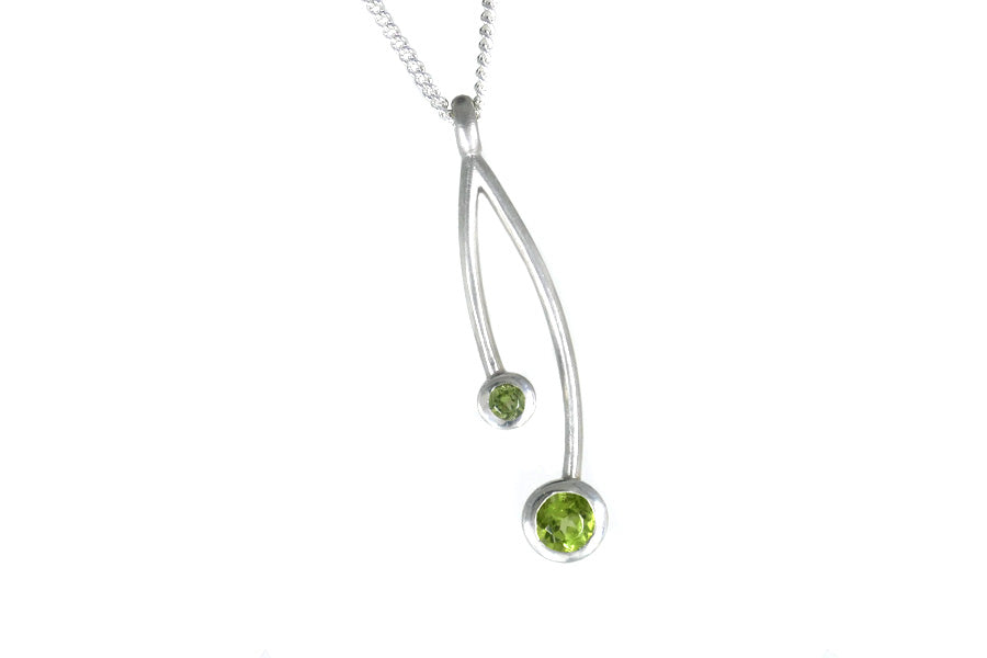 Branch Design Peridot Silver Necklace