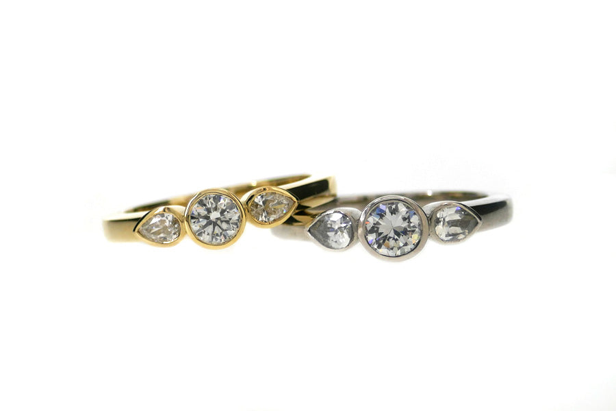 Three Stone Diamond Gold & Platinum Rings