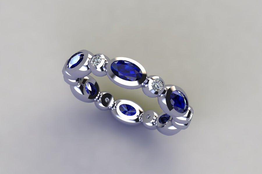 Sapphires & Diamonds, White Gold