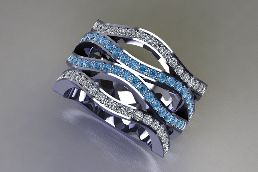 Blue & White Diamonds, White Gold