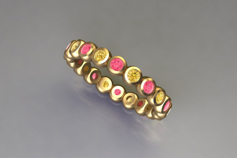 Yellow & Pink Diamonds, Yellow Gold