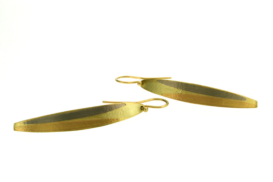 Long Leaf Design 18ct Gold Earrings