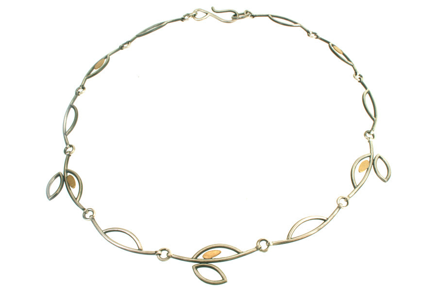 Frame Design Silver & 18ct Gold Necklace : 11 Link