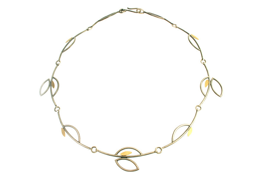 Frame Design Silver & 18ct Gold Necklace : 9 Link