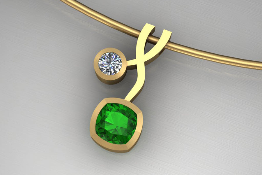 Tsavorite & Diamond, Yellow Gold